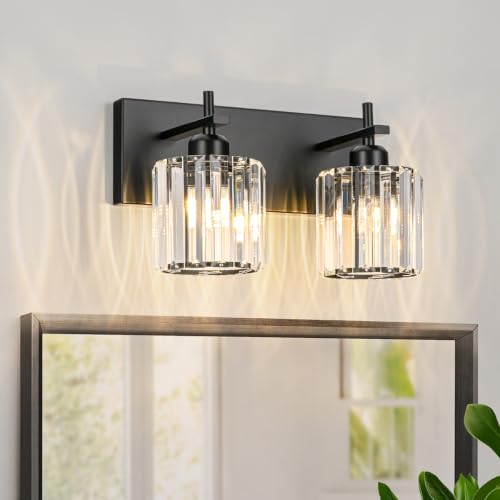 Black Crystal Bathroom Vanity Lights