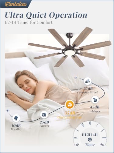 65 Inch Black Ceiling Fans with 3CCT Lights and Remote (Oil Bronze / 65")