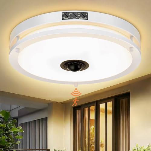 12" LED Motion Sensor Outdoor Ceiling Light Porch Lamp