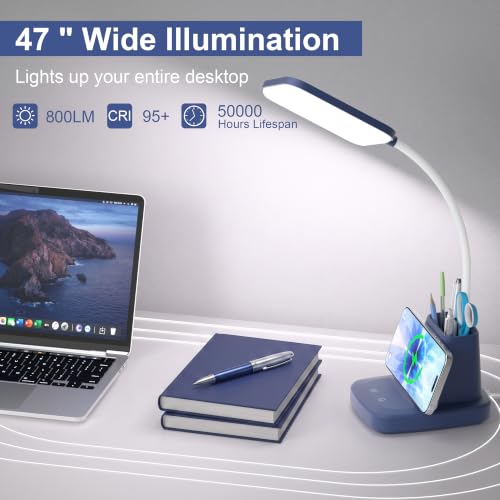 LED Desk Lamp with 10W Wireless Charging & Pen Holder