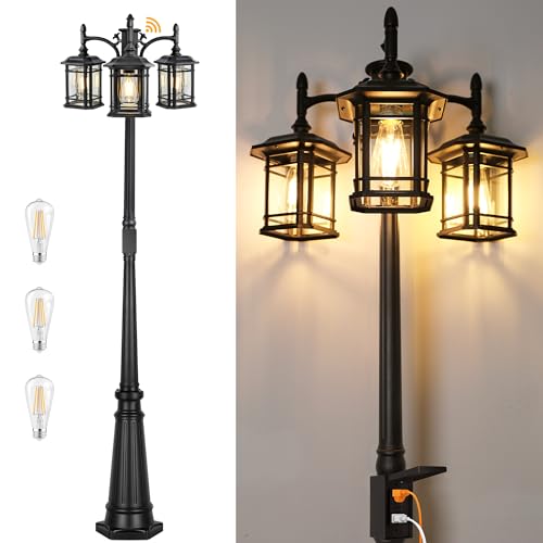 Dusk to Dawn Outdoor Lamp Post Lights with GFCI Outlet (3 Count)