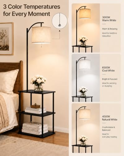 Floor Lamp with Table (Black)
