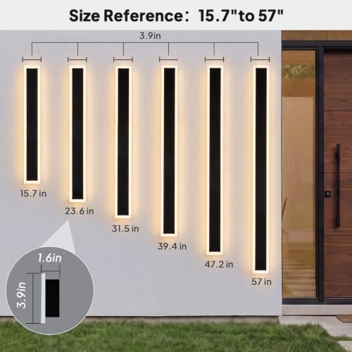 2 Pack 39.4" Long Outdoor Modern LED Wall Lights (39.4in)