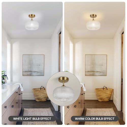 Glass Semi Flush Mount Ceiling Light Fixture