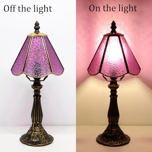 Stained Glass Table Lamp Purple Diamond Style Lamp 14 Inch