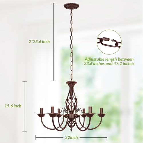 6 Light Farmhouse Candle Chandelier for Dining Room