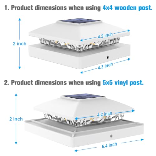 24 Pack White Solar Post Cap Lights Fit 4x4 Fence Deck Post (24 Count)