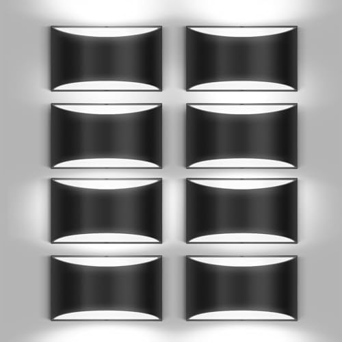 8 Pack Black Modern LED Wall Sconce Hardwired Indoor Wall Lights Up and Down Wall Mount Light for Living Room Bedroom Corridor Hallway Conservatory Cool White 6000K (8 Count)