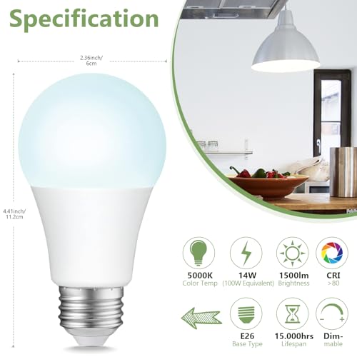 A19 LED Light Bulbs Dimmable (4 Count)