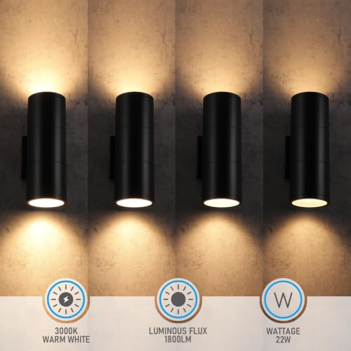 2 Pack 12 Inch 3000K LED Cylinder Up Down Wall Light Outdoor (2 Count)