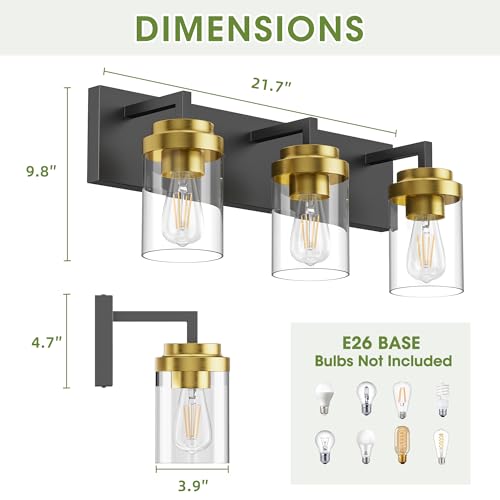 Bathroom Lighting Fixtures (3 Count)