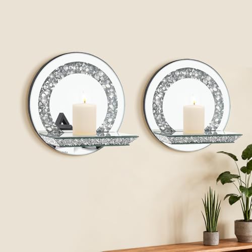 Mirrored Candle Sconces with Acrylic Diamond