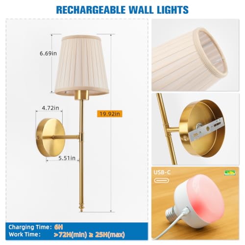 19.9 inch Battery Operated Wall Sconce Set of 2 (2 Count)