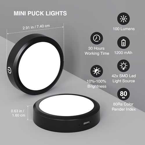 Puck Lights with Remote Control Rechargeable