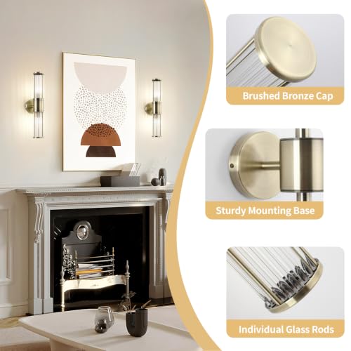 Brushed Bronze Wall Sconces Set of Two