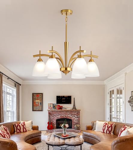 Modern Farmhouse Antique Brass Gold Chandelier