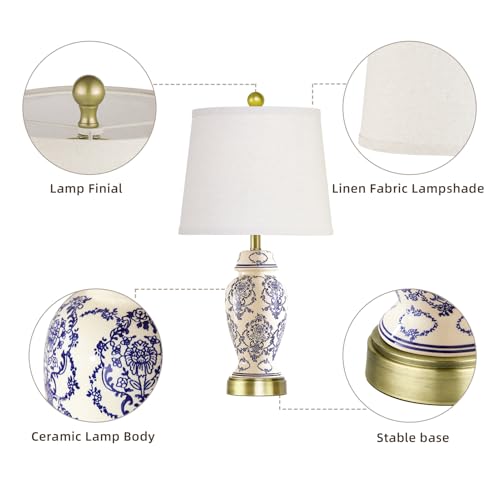 Chinoiserie Ceramic Small Table Lamps Set of 2 for Living Room Bedroom Bedside (2 Count)