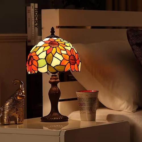 Tiffany Lamp Rose Flower Stained Glass Table Lamp for Bedroom
