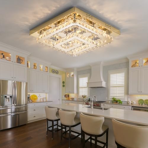 25 inch Gold Crystal Chandeliers LED Ceiling Light