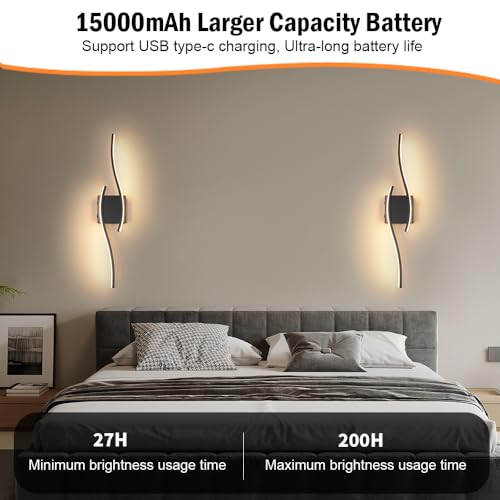Modern Battery Operated Wall Sconce Set of 2 (2 Count)