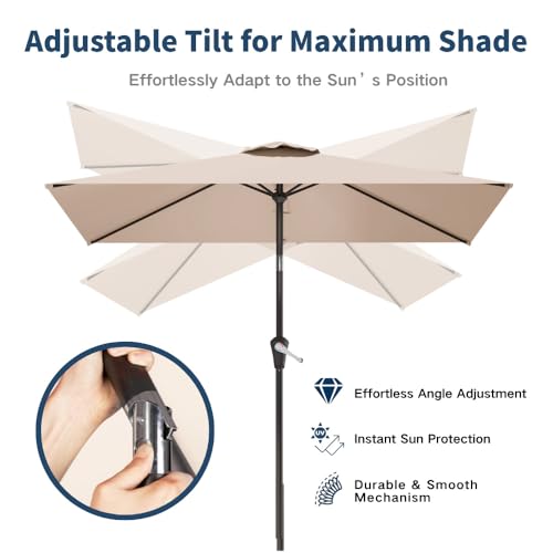 6.5' x 10' Rectangular Patio Umbrella Large Outdoor Market Umbrella w
