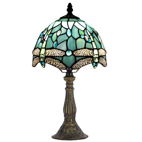 Tiffany Lamp Stained Glass Table Bedside Accent Light 8X8X14.5 inch