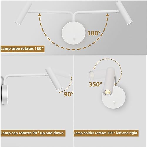 Wall Mounted Reading Light for Bedroom Hardwired Sconce with Switch on