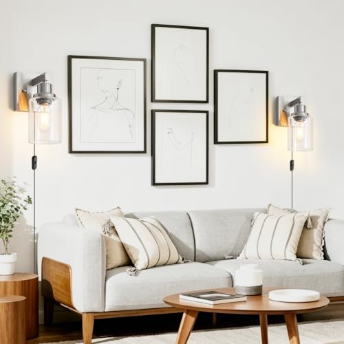Plug in Wall Sconces Set of 2