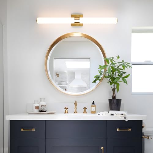 Gold Bathroom Light Fixtures Over Mirror