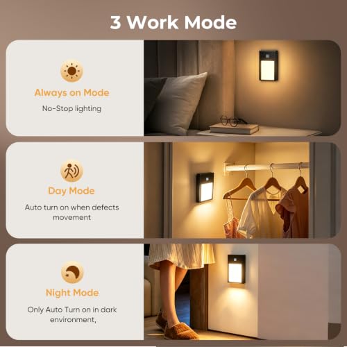 3 Pack Rechargeable Stair Lights Motion Sensor 1800mAh Battery Powered (3 Count)