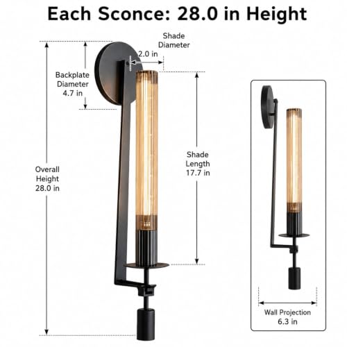 Black Wall Sconces Set of 2 (2 Count)