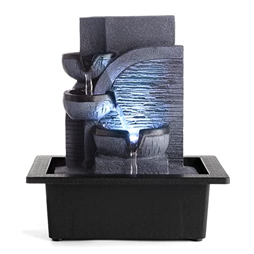 Indoor Water Fountain Tabletop Waterfall Fountain with LED Light