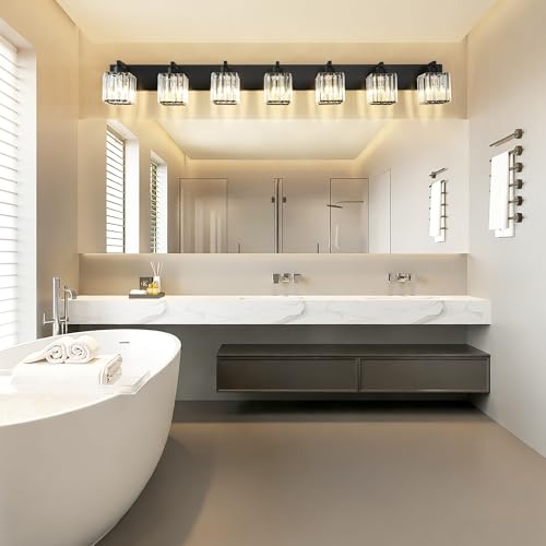 Black Vanity Light Crystal Bathroom Lighting Fixtures Modern Bathroom Vanity Light 7 Light