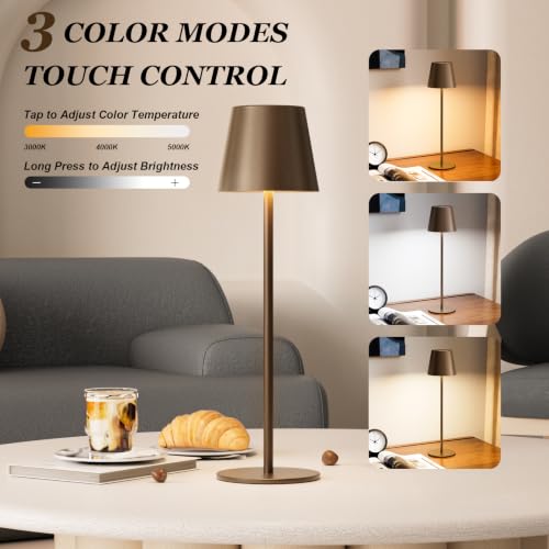Brown Cordless Table Lamp Rechargeable