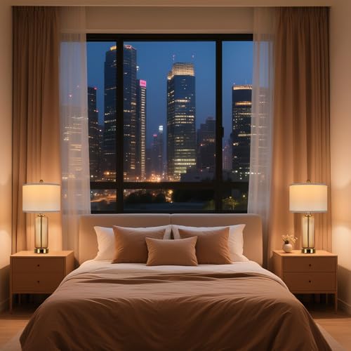 27" Brown Glass Table Lamp Set of 2 (2 Count)