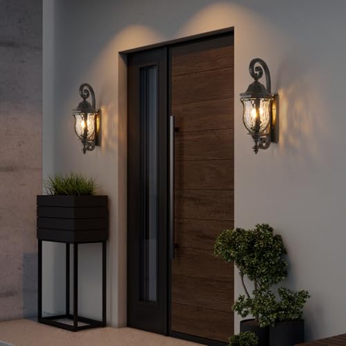 Black Brush Red Exterior Wall Sconces