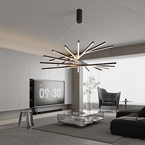 Modern LED Chandeliers Dimmable Pendant Light Fixture 9 Lights for High Ceiling Living Room Dining Room Staircase Restaurant Sputnik Floating Sculptural Art Hanging Lamp