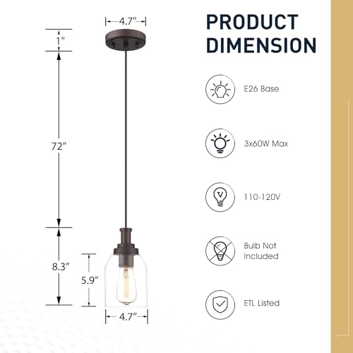 2 Pack Farmhouse Pendant Light Fixtures (2 Count)