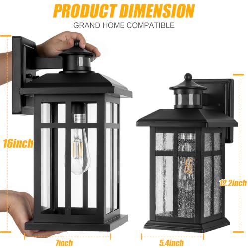 2 Pack 16" Large Black Outdoor Wall Light (2 Count)