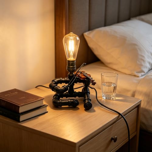 Industrial Pipe Violinist Table Lamp