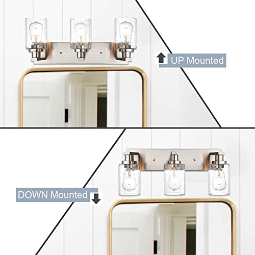 Brushed Nickel Bathroom Vanity Light Over Mirror
