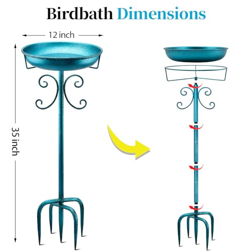 35In Metal Bird Bath for Outside