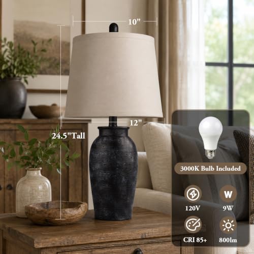 Ceramic Table Lamp for Living Room (Black)