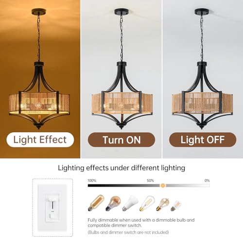 20" Rattan Chandelier