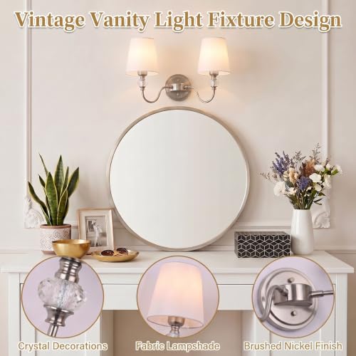 2 Light Vintage Bathroom Vanity Light Fixtures Over Mirror
