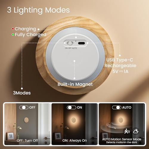 Wood Night Light with Motion Sensor