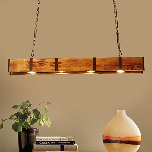 Wooden Farmhouse Lighting Rustic Chandelier Retro Pendant Lighting Industrial Vintage Chandelier Lighting Fixtures E26 Bulb Sockets Hanging Farmhouse Chandelier for Kitchen