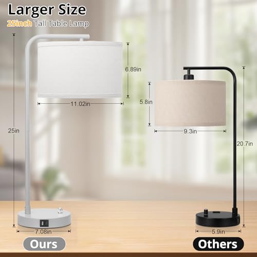 25" Tall Table Lamp with USB C+A Ports