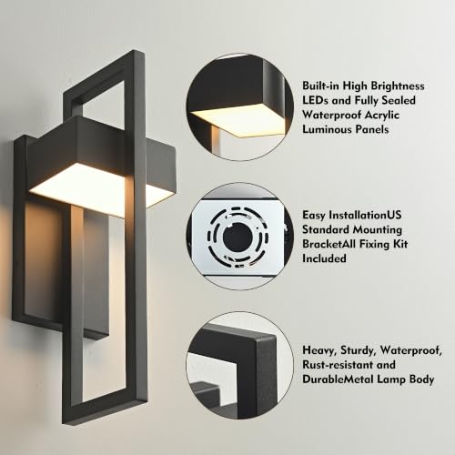 Dusk to Dawn Modern Large Outdoor Wall Lights Integrated LED Outdoor Wall Sconces Lighting