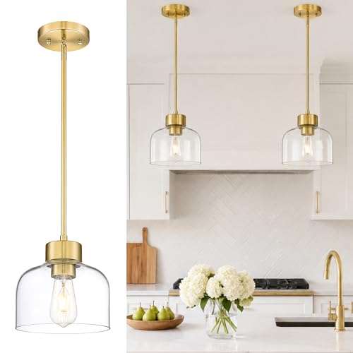 8" Brushed Gold Pendant Lights Kitchen Island